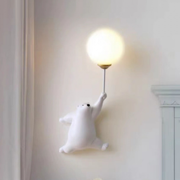 氣球北極熊壁燈-左
