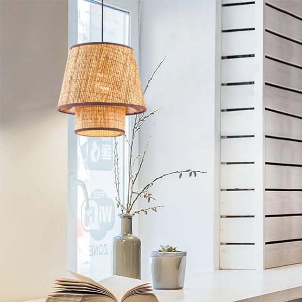 日式侘寂風手工藤編吊燈之二